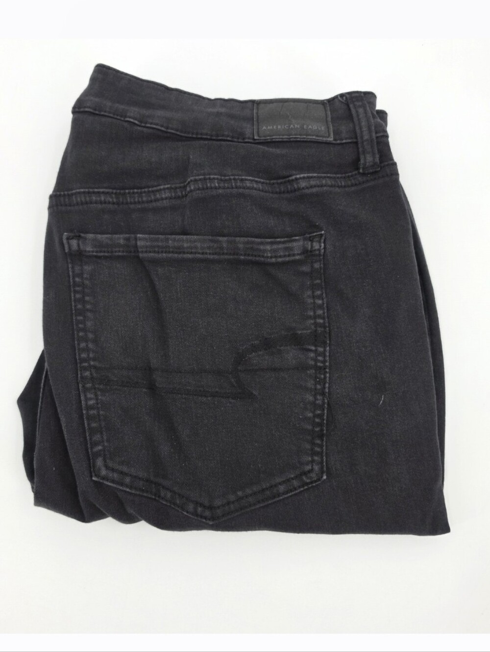 American Eagle Next Level Stretch Hi Rise Jegging Jean 16 Black Denim Distressed